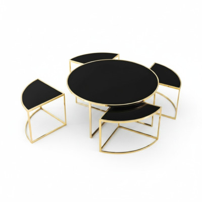Tavolini da salotto Set completo di tavoli Tavolini da appoggio Tavolini da divano 5 pezzi Nero