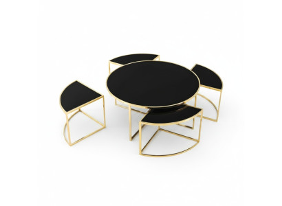 Tavolini da salotto Set completo di tavoli Tavolini da appoggio Tavolini da divano 5 pezzi Nero