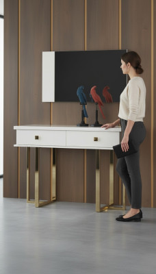Tavolo da toeletta Bianco Tavolo da trucco Comò in legno