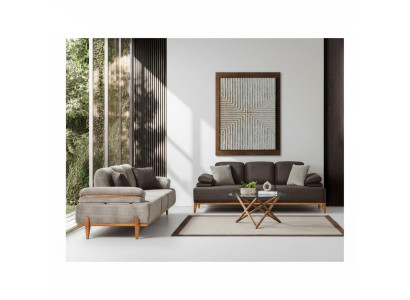 Elegante set da divano, divano in tessuto di design, divani, struttura in legno, mobili