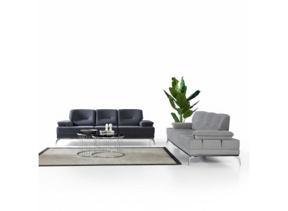 Set di divani imbottiti neri/grigi poltrone a 3 posti di design