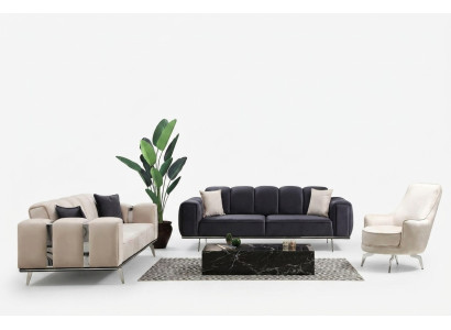 Set di divani di lusso tre posti poltrona beige divano divano in tessuto divani 3 pezzi