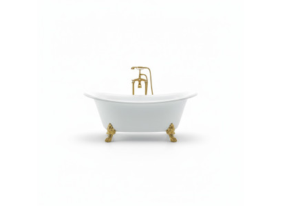 Vasca da bagno freestanding moderna oro bianco ovale