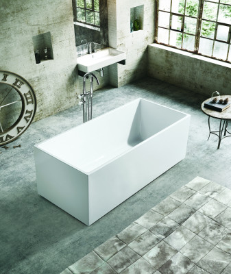 Vasca da bagno autonoma in acrilico per bagno bianca contemporanea
