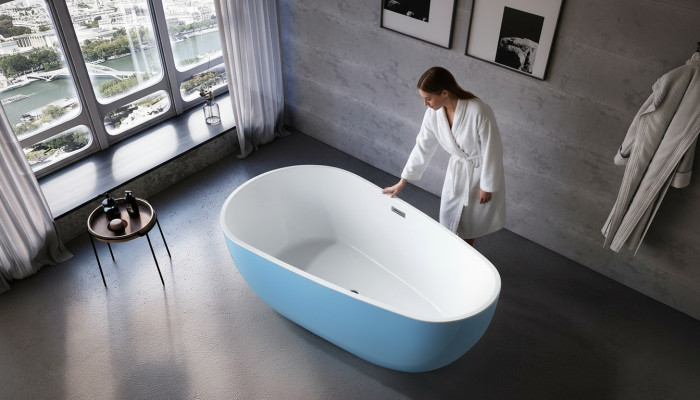 Vasca da bagno Wanne Vasca da bagno freestanding Contemporanea Blu Ovale