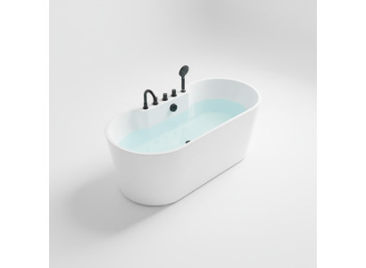 Vasca da bagno contemporanea in acrilico bianco per bagno autonomo.