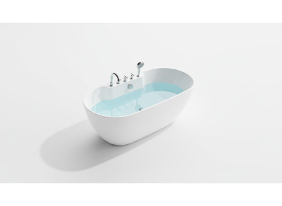 Vasca da bagno ovale da pavimento in acrilico bianca per il bagno