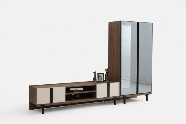 Set da soggiorno di design Elegante supporto TV Lussuoso mobile TV a due pezzi