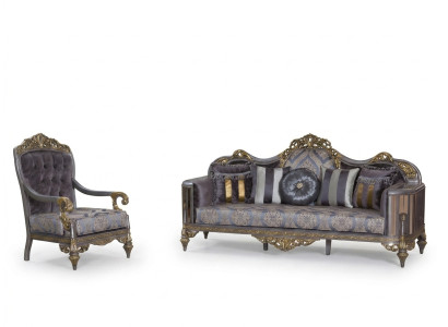 Set divano Chesterfield lilla con tavolino da salotto, gruppo di designer 3 pezzi per il soggiorno.