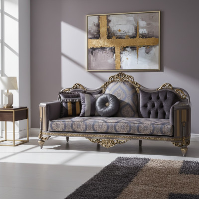Divano in stile classico con design Chesterfield per il soggiorno.