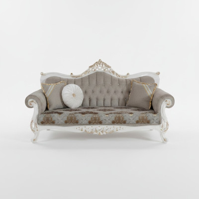 Sofà classico con design Chesterfield per l'area soggiorno Area soggiorno grigia