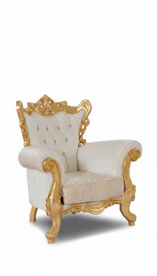 Chesterfield Sedia Bianco Divano 1 Posto Legno Tessuto Divani Imbottiti Nuovo