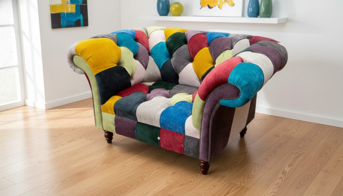 Poltrona Design Chesterfield Lounge Multicolore Divano Monoposto 130cm Nuovo