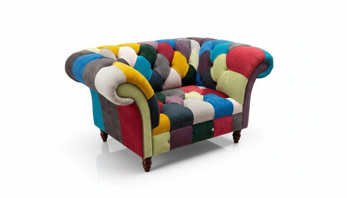 Poltrona Design Chesterfield Lounge Multicolore Divano Monoposto 130cm Nuovo