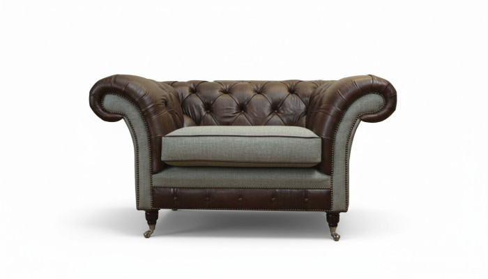 Chesterfield poltrona a orecchie grigia divano poltrona divano divano in pelle nuovo