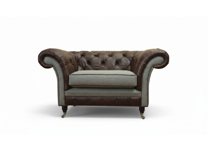 Chesterfield poltrona a orecchie grigia divano poltrona divano divano in pelle nuovo