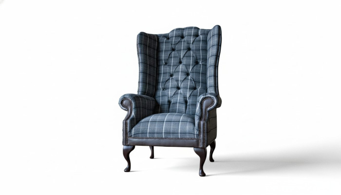 Poltrona Chesterfield con braccioli, divano, divano monoposto, divano in tessuto.