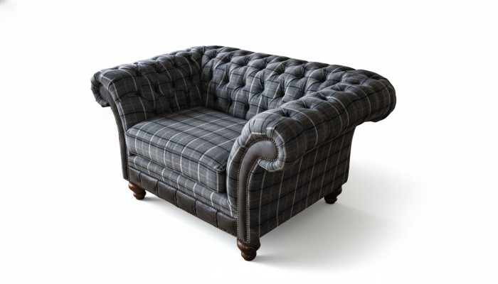 Chesterfield poltrona divano da 1 posto in tessuto stoffa cuscini imbottiti nuovo