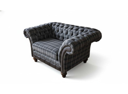 Chesterfield poltrona divano da 1 posto in tessuto stoffa cuscini imbottiti nuovo