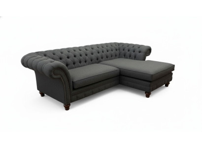 Divano ad angolo Chesterfield a L in stoffa, design, divano, seduta, tessuto, angolo, nuovo.
