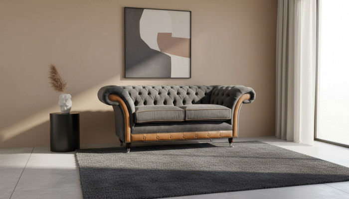 Chesterfield lusso divano a due posti in pelle sofà imbottito divano a due posti.
