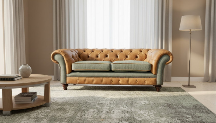 Divano 3 posti Design Imbottito in Pelle Chesterfield Relax