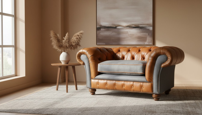 Chesterfield poltrona design divano divani 1 posto tessuto nuovo