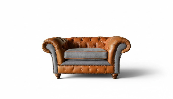 Chesterfield poltrona design divano divani 1 posto tessuto nuovo
