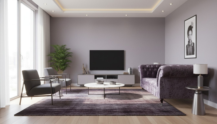 Divano Chesterfield in tessuto di velluto viola design in tessuto a 3 posti