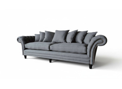 Divano Chesterfield imbottito, divani imbottiti classici 4 posti grigi