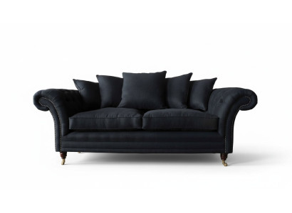 Divano in tessuto 3 posti, design divano imbottito nero xxl grande