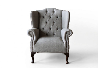 Poltrona Chesterfield classica in tessuto di lusso con braccioli, modello singolo, nuova.