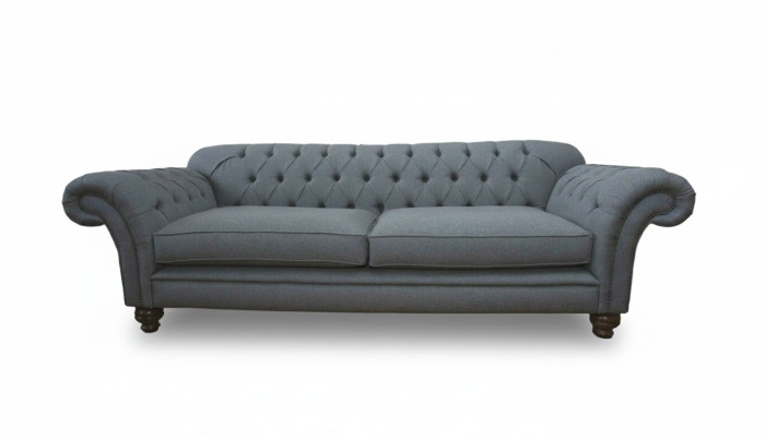 Divano di lusso in tessuto Chesterfield divani imbottiti 3 posti grigio design.