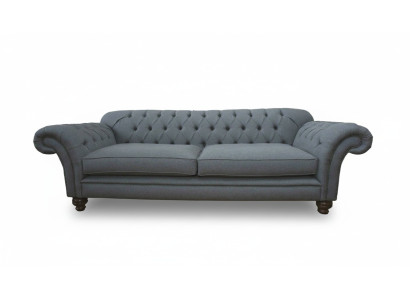 Divano di lusso in tessuto Chesterfield divani imbottiti 3 posti grigio design.