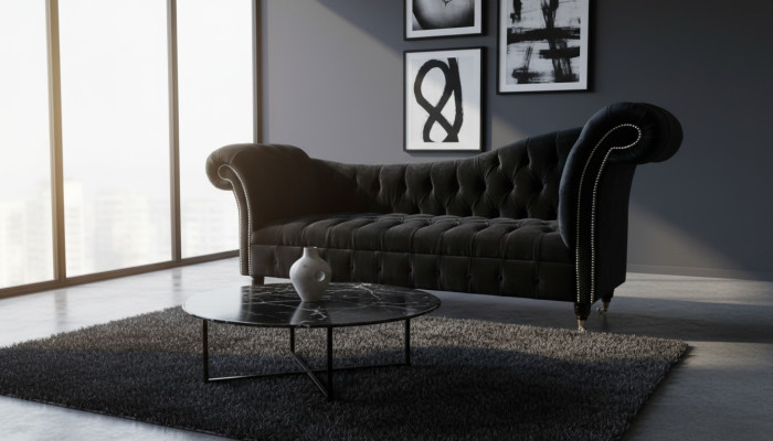 Divano in tessuto di lusso Chesterfield Chesterfield imbottito 3 posti set blu velluto