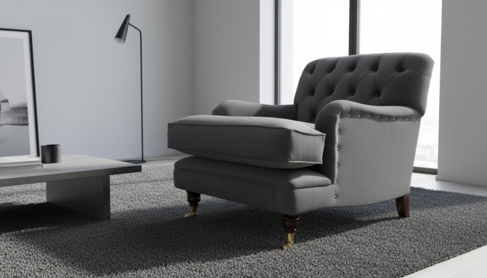 Chesterfield poltrona divano imbottito monoposto design divani tessuto nuovo