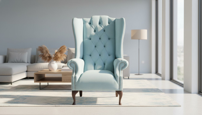 Babyblauer poltrona poltrona design divano divano sofà Chesterfield tessuto nuovo