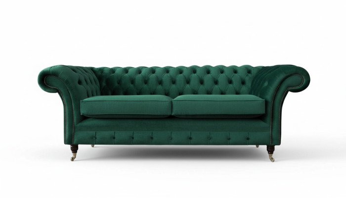 Chesterfield divano a 3 posti in tessuto moderno stile nuovo