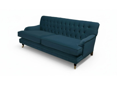 Chesterfield Design Divano Imbottito di Lusso a 3 Posti Blu in Tessuto Nuovo