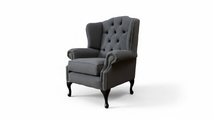 Grigia poltrona con braccioli design divano divano Chesterfield tessuto nuovo