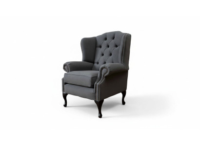 Grigia poltrona con braccioli design divano divano Chesterfield tessuto nuovo