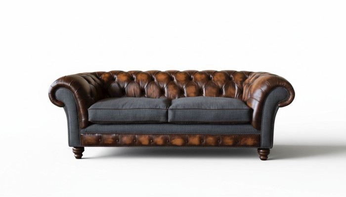 Chesterfield Design Divano di lusso Imbottito Sofa Couch Sedile Soggiorno Pelle Nuovo