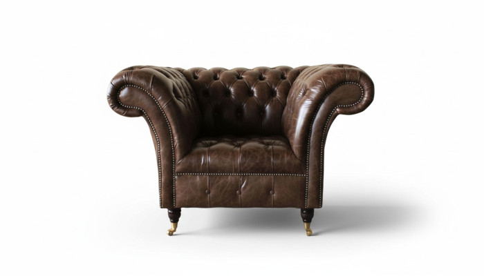 Sedia Chesterfield design classico soggiorno imbottita in stile monoposto.