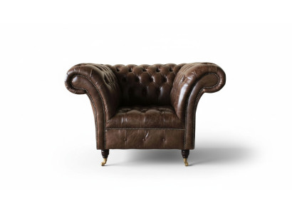Sedia Chesterfield design classico soggiorno imbottita in stile monoposto.