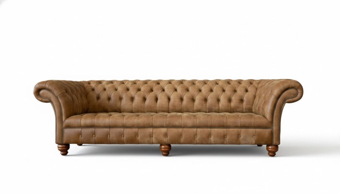 Divano 4 posti Chesterfield imbottito Design lussuoso in legno nuovo