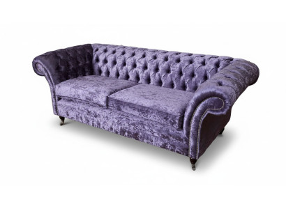 Chesterfield divano a tre posti 3 posti letto in stile soggiorno viola in tessuto.