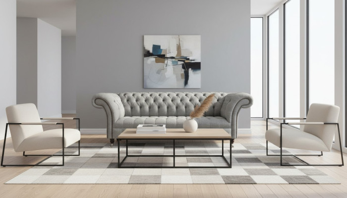 Chesterfield divano a 3 posti grigio design divani imbottiti divani divani