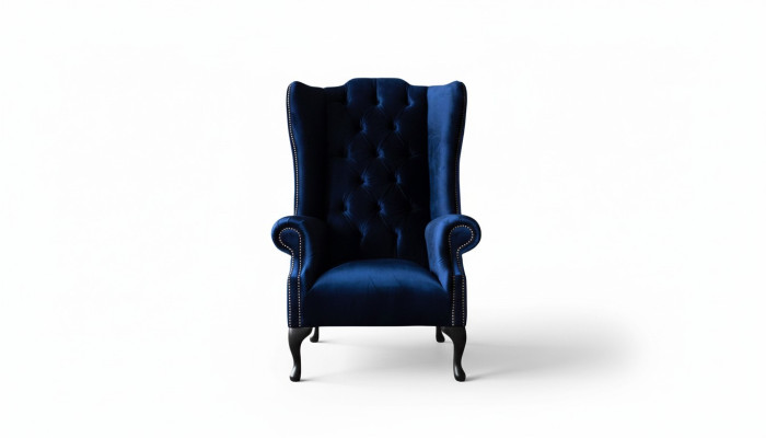 Poltrona Chesterfield Chesterfield Divano Sofa Divano Rivestimento 1 Posto in Tessuto Blu