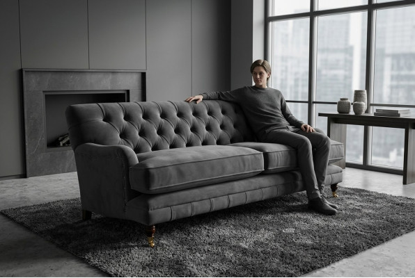 Divano designer 3 posti, moderno, grigio, imbottito, divani design.