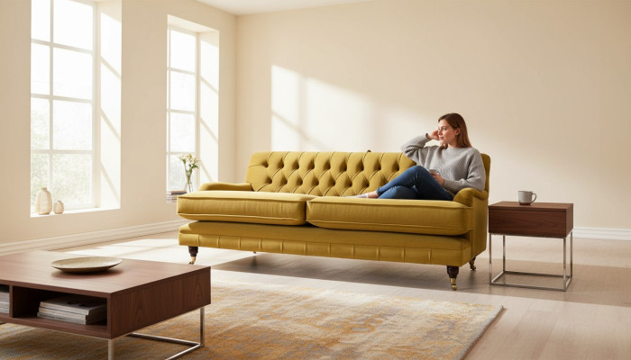 Divano Chesterfield 3 posti Tessuto imbottito Divani eleganti